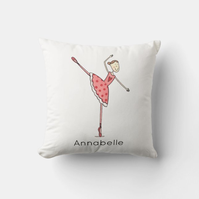 Personalised Ballerina Ballet Dancer Throw Pillow (Front)
