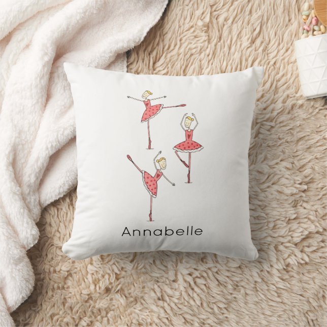 Personalised Ballerina Ballet Dancer Throw Pillow (Blanket)