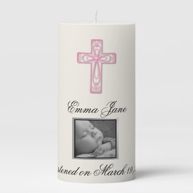 Personalised Baptism Candle With Photo (Front)