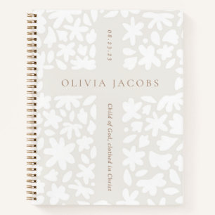 Personalised Baptism Gift Floral Cross Notebook