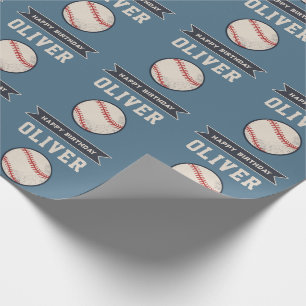 Personalised Baseball Happy Birthday Name Wrapping Paper
