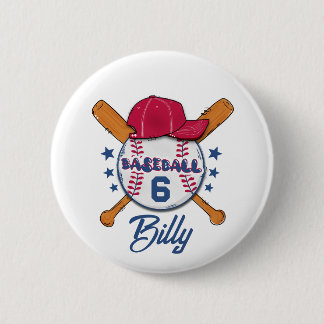 Personalised Baseball Name & Number Button | Custo