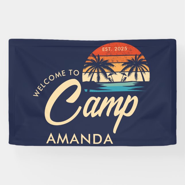 Personalised Beach Camp Bachelorette Party Custom Banner (Horizontal)