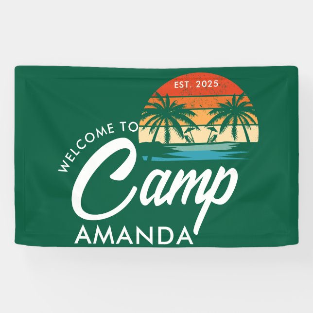 Personalised Beach Camp Bachelorette Party Custom Banner (Horizontal)