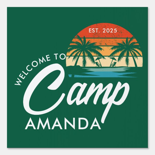 Personalised Beach Camp Bachelorette Party Custom Sign (Front)