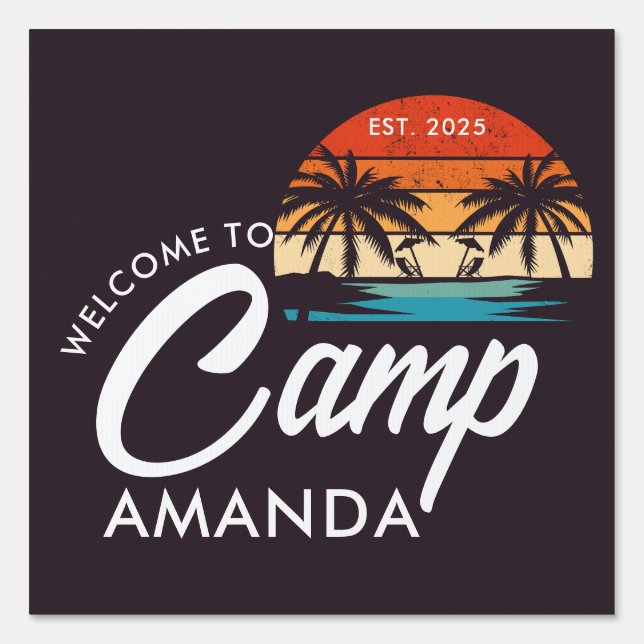 Personalised Beach Camp Bachelorette Party Custom Sign (Front)