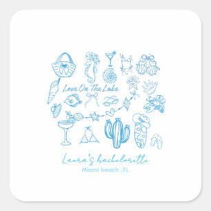 personalised beach Love On The Lake bachelorette Square Sticker