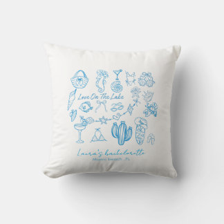 personalised beach Love On The Lake bachelorette Throw Pillow