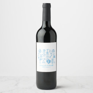 personalised beach Love On The Lake bachelorette Wine Label