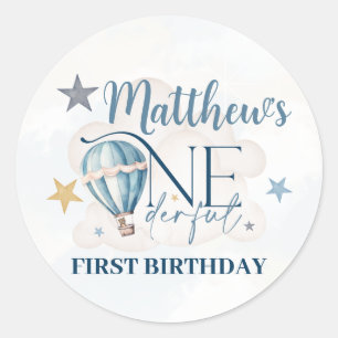 Personalised Bear in a Balloon Round Stickers