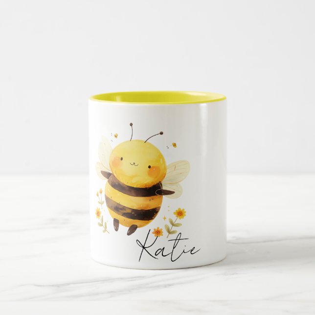 PERSONALISED Bee,  Bumble Bee Gifts  Two-Tone Coffee Mug (Center)