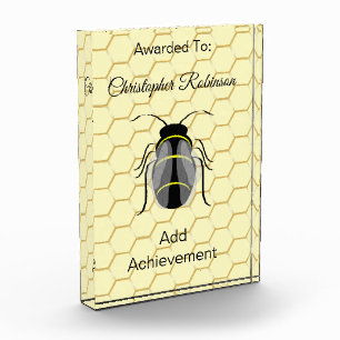 Personalised Bee On Honeycomb Acrylic Award