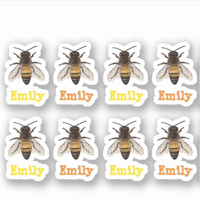 personalised bee sticker (Front)