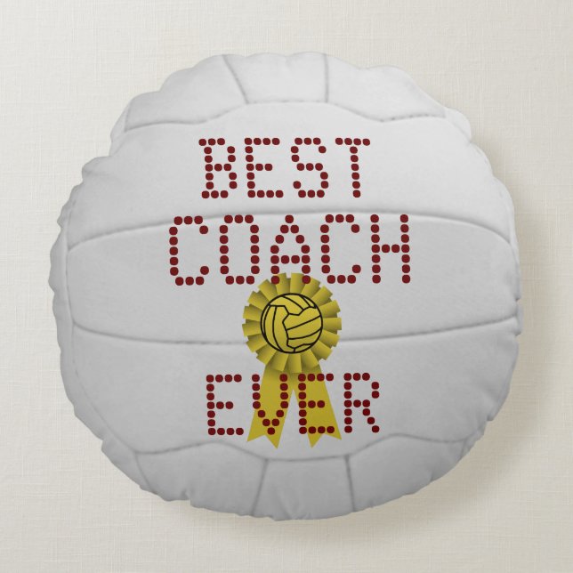 Personalised Best Coach Netball Ball Round Pillow (Front)