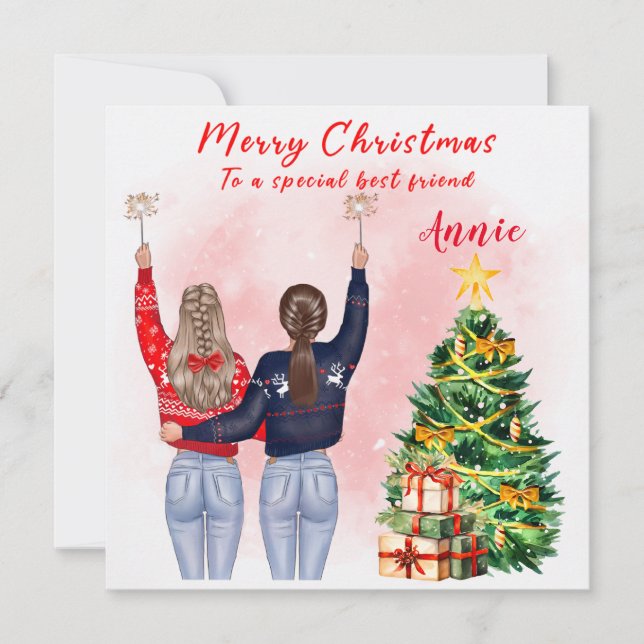 Personalised Best Friend Christmas Card Bestie (Front)