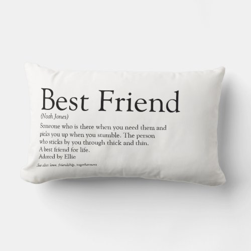 Personalised Best Friend Definition Modern Fun Lumbar Pillow