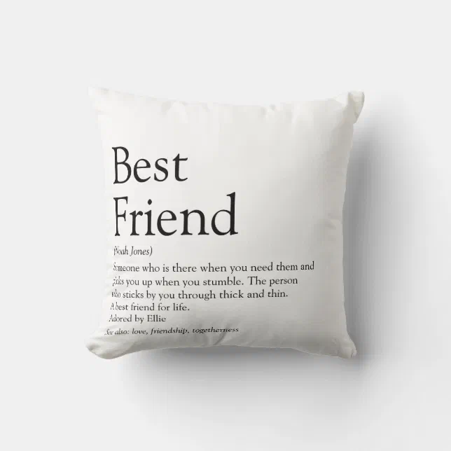 Personalised Best Friend Definition Modern Fun Throw Pillow Zazzle