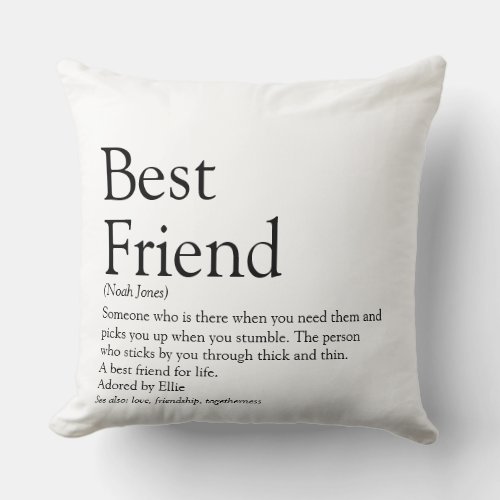 Personalised Best Friend Definition Saying Large Throw Pillow