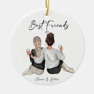 Personalised Best Friend Print, Best Friend Gift Ceramic Ornament