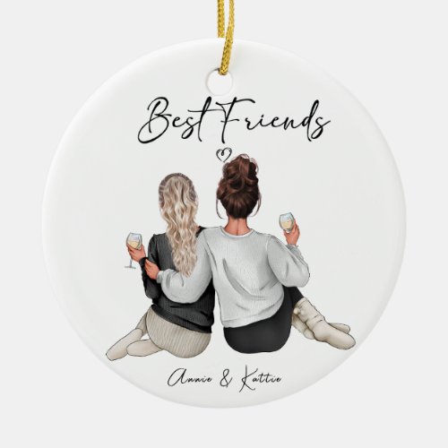 Personalised Best Friend Print Best Friend Gift Ceramic Ornament