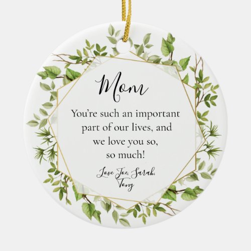 Personalised best mom mum Joining the Family Tree Ceramic Ornament
