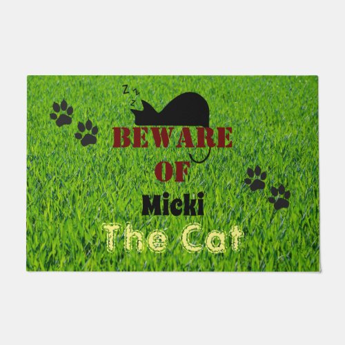 Personalised Beware Of The Cat Doormat