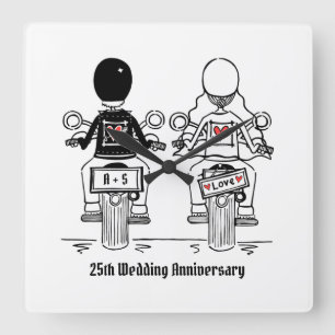 Personalised Biker Motorcycle Anniversary Gift Square Wall Clock
