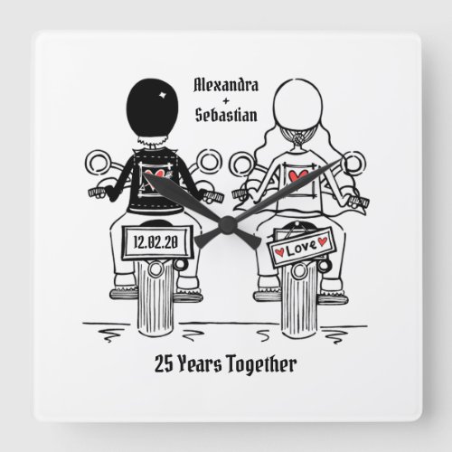 Personalised Biker Motorcycle Anniversary Gift Square Wall Clock
