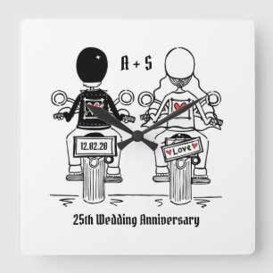 Personalised Biker Motorcycle Anniversary Gift Square Wall Clock