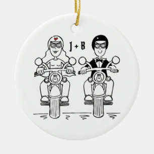 Personalised Biker Wedding Gift Ceramic Decoration