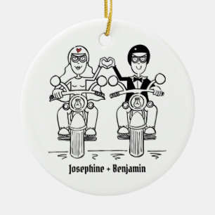 Personalised Biker Wedding Gift Ceramic Decoration