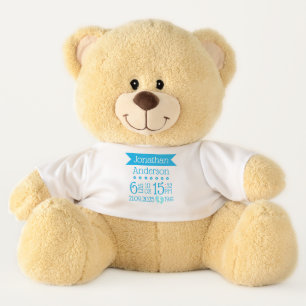 Personalised Birth Day Nursery Teddy Bear Blue