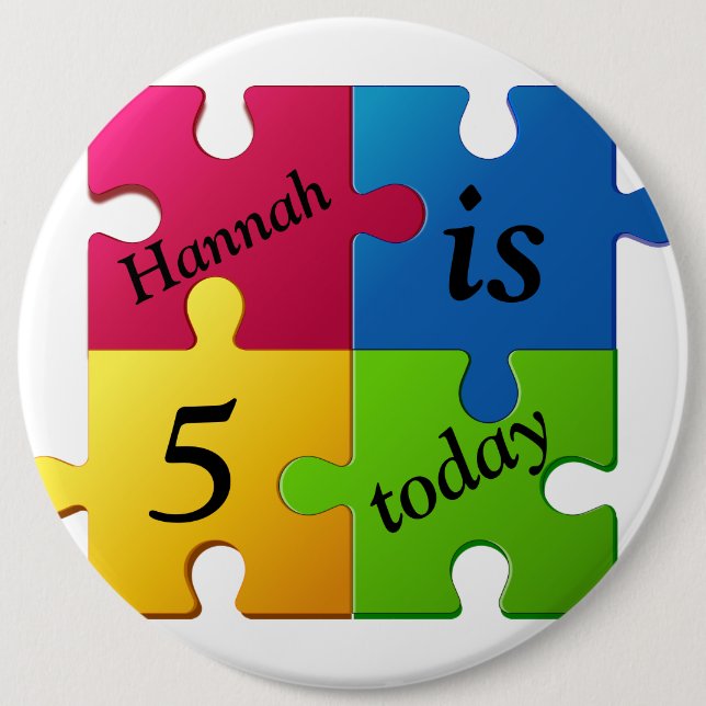 Personalised Birthday Badge - 5 Today Button (Front)