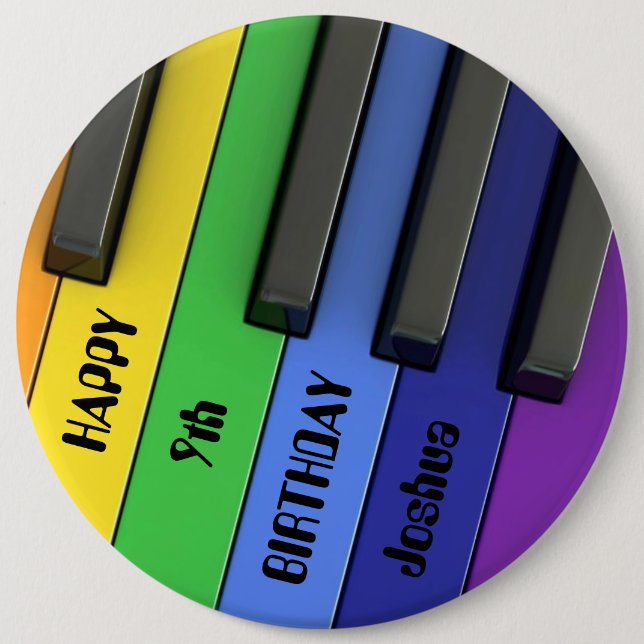 Personalised Birthday Badge - Birthday Piano Button (Front)