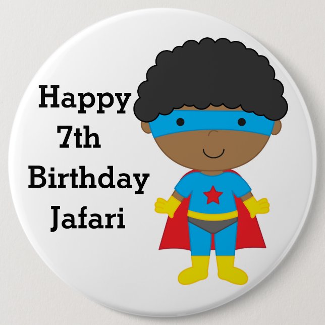 Personalised Birthday Badge - Happy 7th Birthday Button (Front)