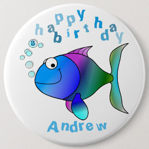 Personalised Birthday Badge - Happy 8th Birthday Button