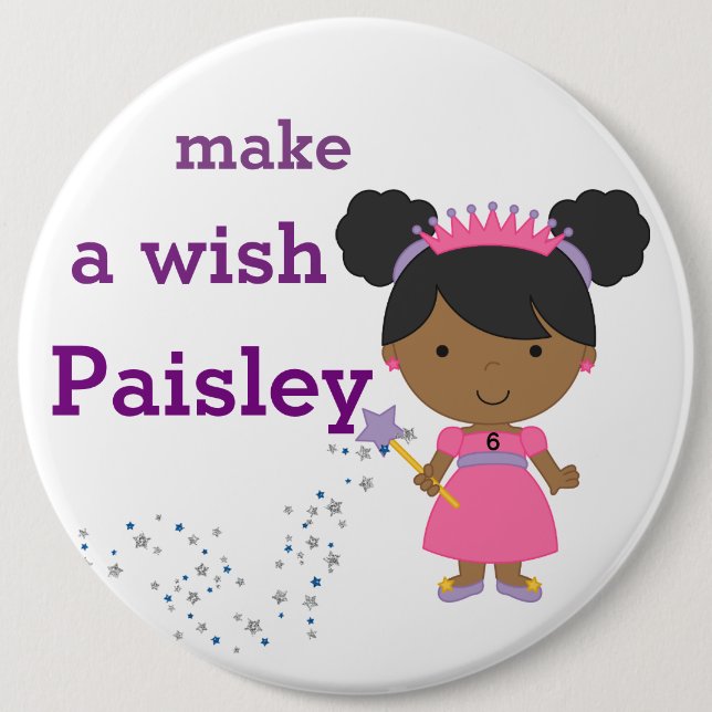 Personalised Birthday Badge - Make a Wish Button (Front)