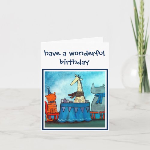 Personalised Birthday Card _ Animals Tea Party