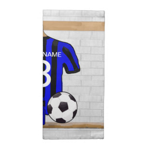 Personalised Black and blue football soccer Jersey Cloth Napkin