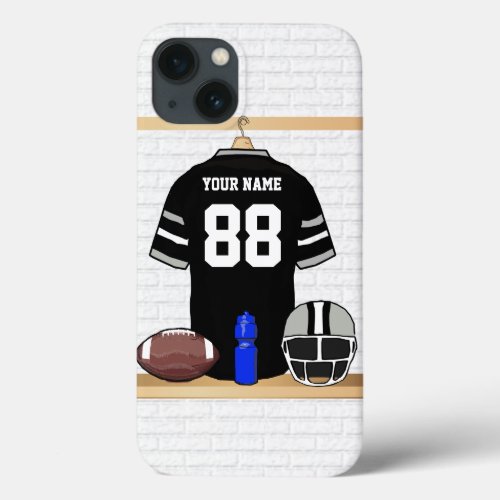 Personalised Black and Silver Grey Football Jersey iPhone 13 Case
