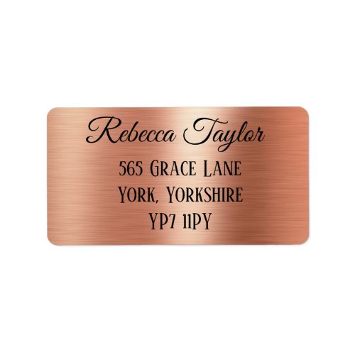 Personalised Black Elegant Rose Gold Address  Label