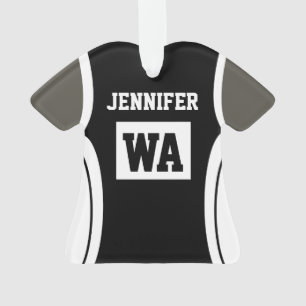 Personalised Black Netball Unifom dark skin Ornament