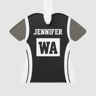 Personalised Black Netball Unifom dark skin Ornament