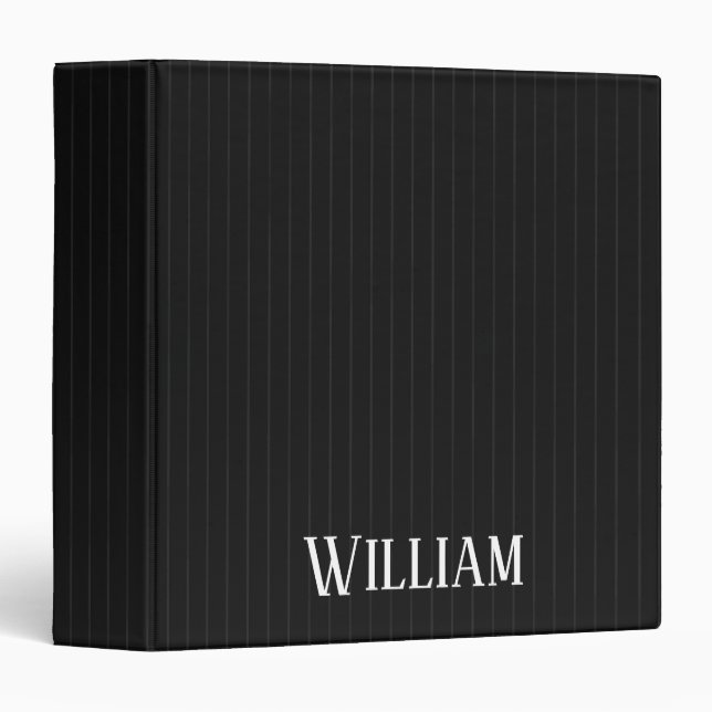 Personalised black pinstripes 3 ring binder (Front/Spine)