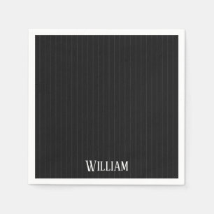 Personalised black pinstripes napkins
