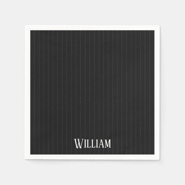 Personalised black pinstripes napkins (Front)