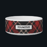 Personalised Black Red and Cream Tartan Patterned Bowl<br><div class="desc">Treat your special pet to their own personalised black red and cream tartan patterned dog bowl. You can customise both the colour of the nameplate border and the name of your pet in the colour of your choice.</div>