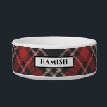 Personalised Black Red and Cream Tartan Patterned Bowl<br><div class="desc">Treat your special pet to their own personalised black red and cream tartan patterned dog bowl. You can customise both the colour of the nameplate border and the name of your pet in the colour of your choice.</div>