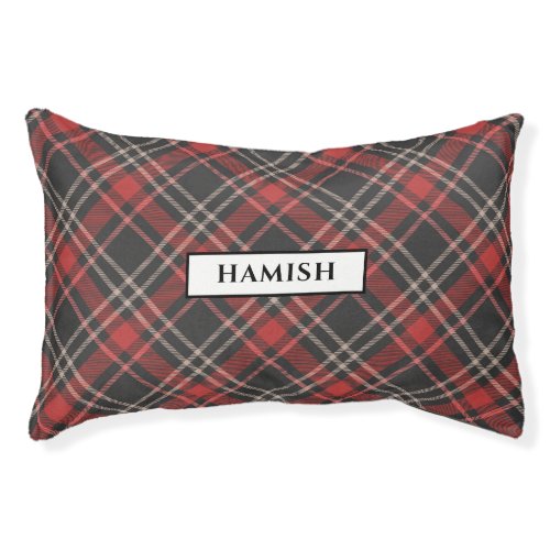Personalised Black Red and Cream Tartan Patterned Pet Bed