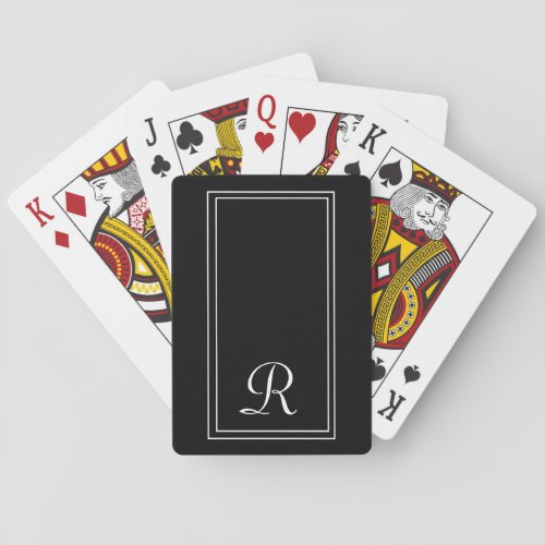 Personalised Black  White Stripe Monogram  Poker Cards